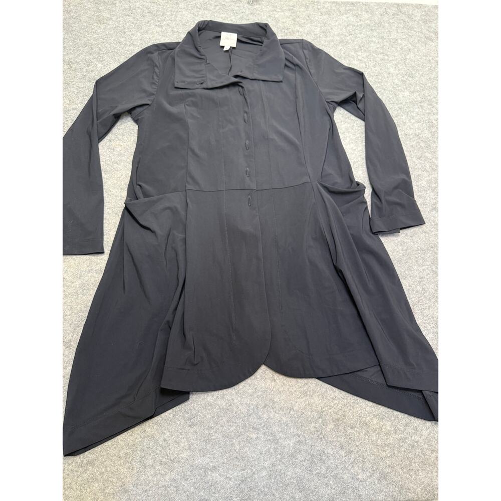 Spirithouse cotton & silk button down long black shirt size M